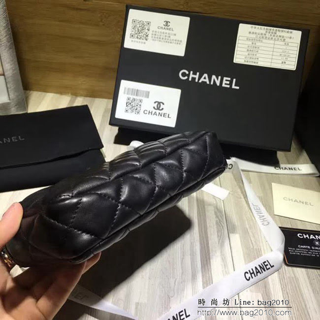 香奈兒CHANEL 2018新款 進口平紋小羊皮雙拉鏈鏈條包手機包82527 DSC1435